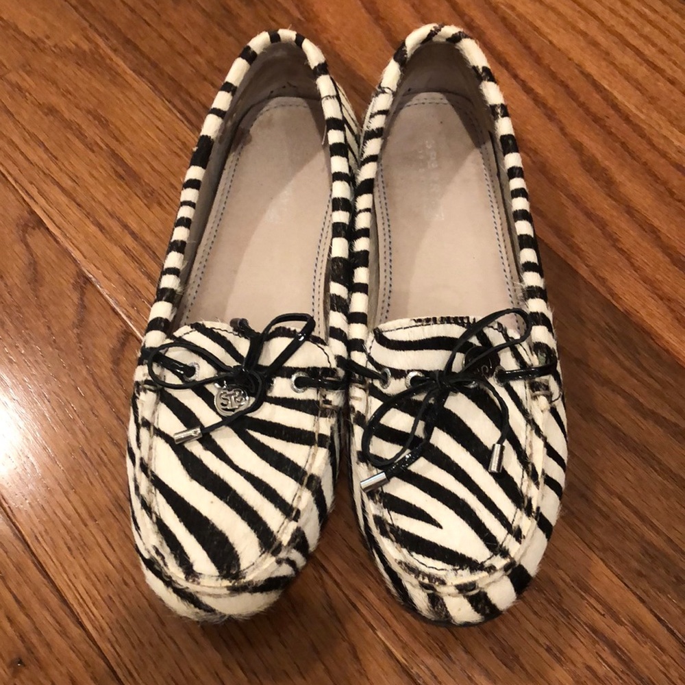 Sperry zebra slip on flats